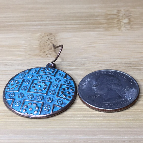 Patina Copper Round Earrings - Picture 8 of 8